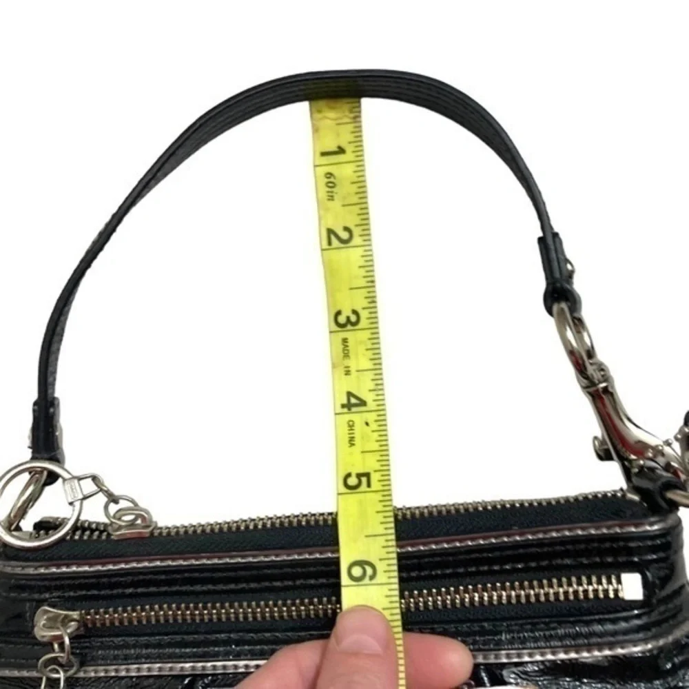 Coach black patent leather liquid gloss poppy mini bag